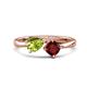 1 - Lysha 1.55 ctw Peridot Pear Shape (7x5 mm) & Red Garnet Cushion Shape (5.00 mm) Toi Et Moi Engagement Ring 