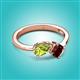 2 - Lysha 1.55 ctw Peridot Pear Shape (7x5 mm) & Red Garnet Cushion Shape (5.00 mm) Toi Et Moi Engagement Ring 