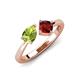 3 - Lysha 1.55 ctw Peridot Pear Shape (7x5 mm) & Red Garnet Cushion Shape (5.00 mm) Toi Et Moi Engagement Ring 