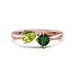 1 - Lysha 1.35 ctw Peridot Pear Shape (7x5 mm) & Lab Created Emerald Cushion Shape (5.00 mm) Toi Et Moi Engagement Ring 