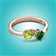2 - Lysha 1.35 ctw Peridot Pear Shape (7x5 mm) & Lab Created Emerald Cushion Shape (5.00 mm) Toi Et Moi Engagement Ring 