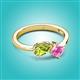 2 - Lysha 1.61 ctw Peridot Pear Shape (7x5 mm) & Lab Created Pink Sapphire Cushion Shape (5.00 mm) Toi Et Moi Engagement Ring 