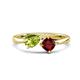1 - Lysha 1.55 ctw Peridot Pear Shape (7x5 mm) & Red Garnet Cushion Shape (5.00 mm) Toi Et Moi Engagement Ring 