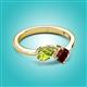 2 - Lysha 1.55 ctw Peridot Pear Shape (7x5 mm) & Red Garnet Cushion Shape (5.00 mm) Toi Et Moi Engagement Ring 