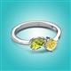 2 - Lysha 1.61 ctw Peridot Pear Shape (7x5 mm) & Lab Created Yellow Sapphire Cushion Shape (5.00 mm) Toi Et Moi Engagement Ring 