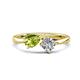 1 - Lysha 1.30 ctw Peridot Pear Shape (7x5 mm) & Lab Grown Diamond Cushion Shape (5.00 mm) Toi Et Moi Engagement Ring 