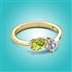 2 - Lysha 1.30 ctw Peridot Pear Shape (7x5 mm) & Lab Grown Diamond Cushion Shape (5.00 mm) Toi Et Moi Engagement Ring 