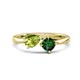 1 - Lysha 1.35 ctw Peridot Pear Shape (7x5 mm) & Lab Created Emerald Cushion Shape (5.00 mm) Toi Et Moi Engagement Ring 