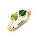 3 - Lysha 1.35 ctw Peridot Pear Shape (7x5 mm) & Lab Created Emerald Cushion Shape (5.00 mm) Toi Et Moi Engagement Ring 