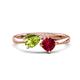 1 - Lysha 1.61 ctw Peridot Pear Shape (7x5 mm) & Lab Created Ruby Cushion Shape (5.00 mm) Toi Et Moi Engagement Ring 
