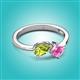 2 - Lysha 1.61 ctw Peridot Pear Shape (7x5 mm) & Lab Created Pink Sapphire Cushion Shape (5.00 mm) Toi Et Moi Engagement Ring 