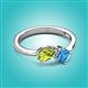 2 - Lysha 1.55 ctw Peridot Pear Shape (7x5 mm) & Blue Topaz Cushion Shape (5.00 mm) Toi Et Moi Engagement Ring 