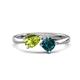 1 - Lysha 1.55 ctw Peridot Pear Shape (7x5 mm) & London Blue Topaz Cushion Shape (5.00 mm) Toi Et Moi Engagement Ring 