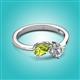 2 - Lysha 1.37 ctw Peridot Pear Shape (7x5 mm) & Moissanite Cushion Shape (5.00 mm) Toi Et Moi Engagement Ring 