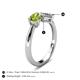 4 - Lysha 1.37 ctw Peridot Pear Shape (7x5 mm) & Moissanite Cushion Shape (5.00 mm) Toi Et Moi Engagement Ring 