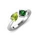 3 - Lysha 1.35 ctw Peridot Pear Shape (7x5 mm) & Lab Created Emerald Cushion Shape (5.00 mm) Toi Et Moi Engagement Ring 