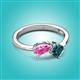 2 - Lysha 1.65 ctw Pink Sapphire Pear Shape (7x5 mm) & London Blue Topaz Cushion Shape (5.00 mm) Toi Et Moi Engagement Ring 