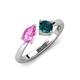 3 - Lysha 1.65 ctw Pink Sapphire Pear Shape (7x5 mm) & London Blue Topaz Cushion Shape (5.00 mm) Toi Et Moi Engagement Ring 