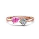 1 - Lysha 1.47 ctw Pink Sapphire Pear Shape (7x5 mm) & Moissanite Cushion Shape (5.00 mm) Toi Et Moi Engagement Ring 