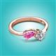 2 - Lysha 1.47 ctw Pink Sapphire Pear Shape (7x5 mm) & Moissanite Cushion Shape (5.00 mm) Toi Et Moi Engagement Ring 