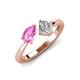 3 - Lysha 1.47 ctw Pink Sapphire Pear Shape (7x5 mm) & Moissanite Cushion Shape (5.00 mm) Toi Et Moi Engagement Ring 