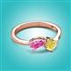2 - Lysha 1.71 ctw Pink Sapphire Pear Shape (7x5 mm) & Lab Created Yellow Sapphire Cushion Shape (5.00 mm) Toi Et Moi Engagement Ring 