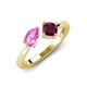 3 - Lysha 1.52 ctw Pink Sapphire Pear Shape (7x5 mm) & Rhodolite Garnet Cushion Shape (5.00 mm) Toi Et Moi Engagement Ring 
