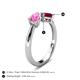 4 - Lysha 1.71 ctw Pink Sapphire Pear Shape (7x5 mm) & Lab Created Ruby Cushion Shape (5.00 mm) Toi Et Moi Engagement Ring 