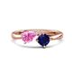 1 - Lysha 1.71 ctw Pink Sapphire Pear Shape (7x5 mm) & Lab Created Blue Sapphire Cushion Shape (5.00 mm) Toi Et Moi Engagement Ring 