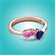 2 - Lysha 1.71 ctw Pink Sapphire Pear Shape (7x5 mm) & Lab Created Blue Sapphire Cushion Shape (5.00 mm) Toi Et Moi Engagement Ring 