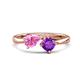1 - Lysha 1.40 ctw Pink Sapphire Pear Shape (7x5 mm) & Amethyst Cushion Shape (5.00 mm) Toi Et Moi Engagement Ring 