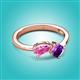 2 - Lysha 1.40 ctw Pink Sapphire Pear Shape (7x5 mm) & Amethyst Cushion Shape (5.00 mm) Toi Et Moi Engagement Ring 