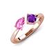 3 - Lysha 1.40 ctw Pink Sapphire Pear Shape (7x5 mm) & Amethyst Cushion Shape (5.00 mm) Toi Et Moi Engagement Ring 