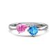 1 - Lysha 1.65 ctw Pink Sapphire Pear Shape (7x5 mm) & Blue Topaz Cushion Shape (5.00 mm) Toi Et Moi Engagement Ring 