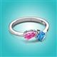 2 - Lysha 1.65 ctw Pink Sapphire Pear Shape (7x5 mm) & Blue Topaz Cushion Shape (5.00 mm) Toi Et Moi Engagement Ring 