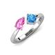 3 - Lysha 1.65 ctw Pink Sapphire Pear Shape (7x5 mm) & Blue Topaz Cushion Shape (5.00 mm) Toi Et Moi Engagement Ring 