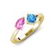 3 - Lysha 1.65 ctw Pink Sapphire Pear Shape (7x5 mm) & Blue Topaz Cushion Shape (5.00 mm) Toi Et Moi Engagement Ring 