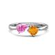1 - Lysha 1.40 ctw Pink Sapphire Pear Shape (7x5 mm) & Citrine Cushion Shape (5.00 mm) Toi Et Moi Engagement Ring 