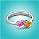 2 - Lysha 1.40 ctw Pink Sapphire Pear Shape (7x5 mm) & Citrine Cushion Shape (5.00 mm) Toi Et Moi Engagement Ring 