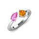 3 - Lysha 1.40 ctw Pink Sapphire Pear Shape (7x5 mm) & Citrine Cushion Shape (5.00 mm) Toi Et Moi Engagement Ring 
