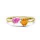 1 - Lysha 1.40 ctw Pink Sapphire Pear Shape (7x5 mm) & Citrine Cushion Shape (5.00 mm) Toi Et Moi Engagement Ring 