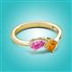 2 - Lysha 1.40 ctw Pink Sapphire Pear Shape (7x5 mm) & Citrine Cushion Shape (5.00 mm) Toi Et Moi Engagement Ring 