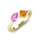 3 - Lysha 1.40 ctw Pink Sapphire Pear Shape (7x5 mm) & Citrine Cushion Shape (5.00 mm) Toi Et Moi Engagement Ring 