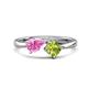 1 - Lysha 1.55 ctw Pink Sapphire Pear Shape (7x5 mm) & Peridot Cushion Shape (5.00 mm) Toi Et Moi Engagement Ring 
