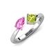3 - Lysha 1.55 ctw Pink Sapphire Pear Shape (7x5 mm) & Peridot Cushion Shape (5.00 mm) Toi Et Moi Engagement Ring 