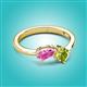 2 - Lysha 1.55 ctw Pink Sapphire Pear Shape (7x5 mm) & Peridot Cushion Shape (5.00 mm) Toi Et Moi Engagement Ring 