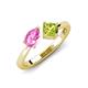 3 - Lysha 1.55 ctw Pink Sapphire Pear Shape (7x5 mm) & Peridot Cushion Shape (5.00 mm) Toi Et Moi Engagement Ring 
