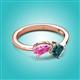 2 - Lysha 1.65 ctw Pink Sapphire Pear Shape (7x5 mm) & London Blue Topaz Cushion Shape (5.00 mm) Toi Et Moi Engagement Ring 