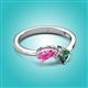 2 - Lysha 1.71 ctw Pink Sapphire Pear Shape (7x5 mm) & Lab Created Alexandrite Cushion Shape (5.00 mm) Toi Et Moi Engagement Ring 