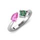 3 - Lysha 1.71 ctw Pink Sapphire Pear Shape (7x5 mm) & Lab Created Alexandrite Cushion Shape (5.00 mm) Toi Et Moi Engagement Ring 